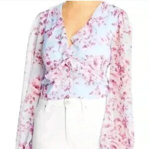 Bardot Nelly Long Sleeve Flutter Top